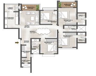 Prestige Leela Residences 4 BHK Floor Plan